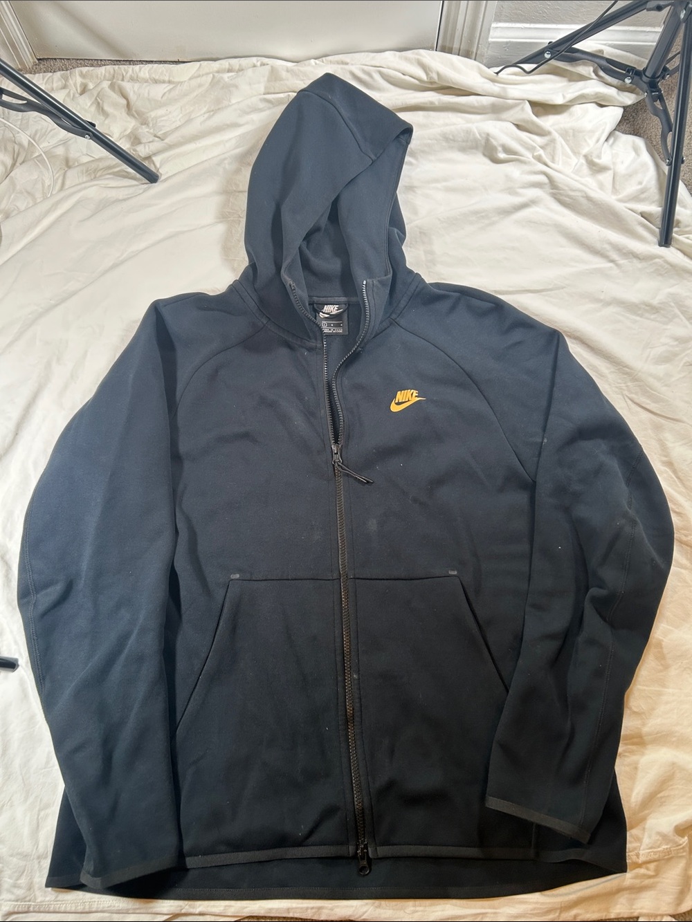 Nike Black Full-Zip Hoodie with Yellow Swoosh